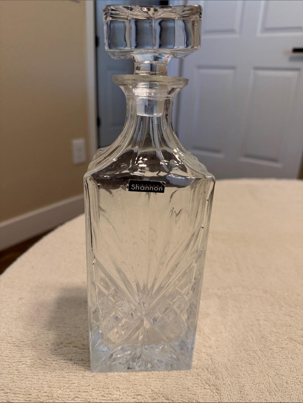 Shannon Clear Cut Glass Decanter with Stopper